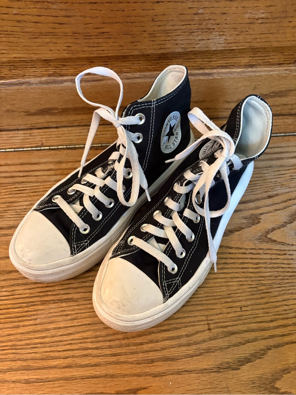 Converse Black High-Top Platform Sneakers with White Sole - Picture 2 of 4